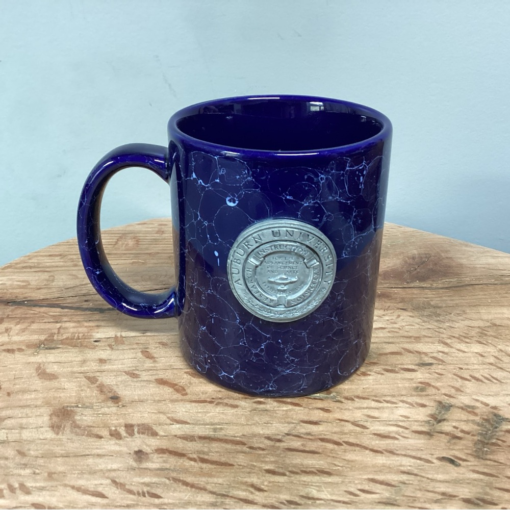 🔵 Auburn University Coffee Tea Beverage Mug Cup - Ceramic Crafted Pewter Seal - Picture 2 of 13
